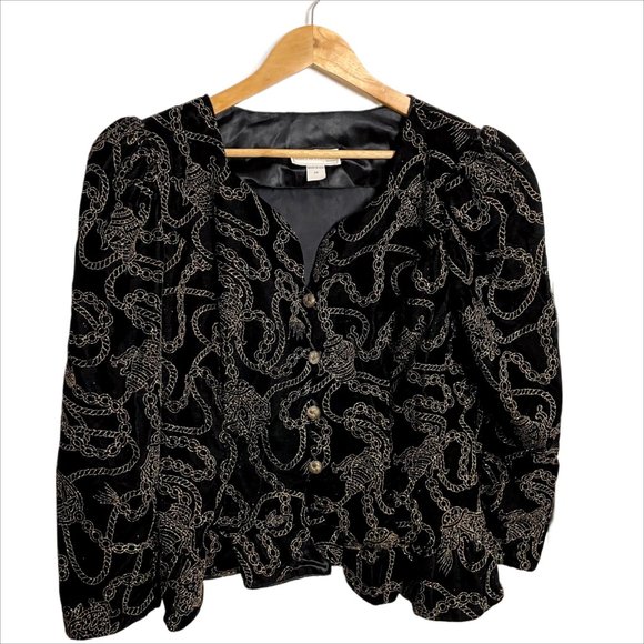 Scott McClintock sparkly black velour jacket - size 14 - Picture 1 of 8